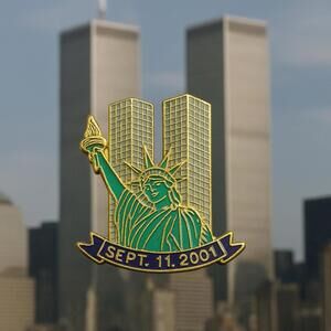NWT 2000s Enamel 9/11 Statue Of Liberty Twin Towers Pin, 1x1.25” FREE SHIP